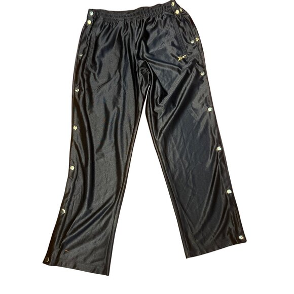 Reebok Breakaway Gold Snap Pants Black Basketball Track Pull On Size Small NWT - Picture 1 of 6